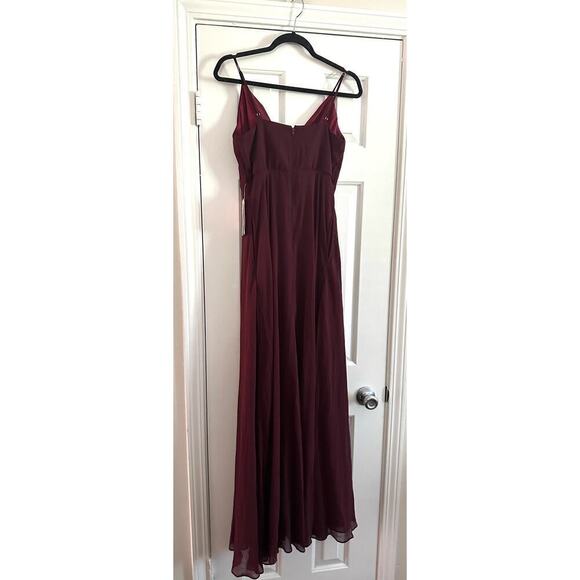 NWT Birdy Grey KAIA Chiffon Dress Formal Gown Bridesmaid Cabernet- Medium - Picture 4 of 5